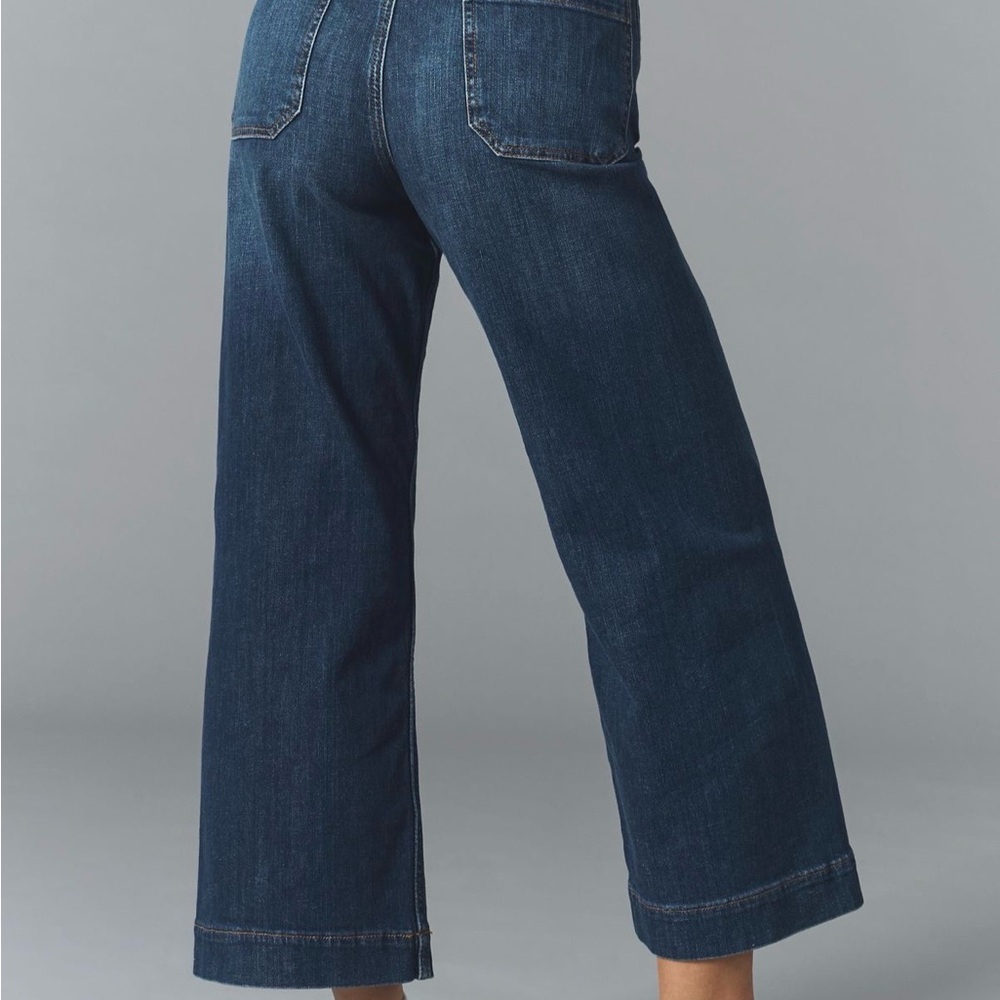 Maeve Dark Blue Wide Crop Jeans - Picture 2 of 6